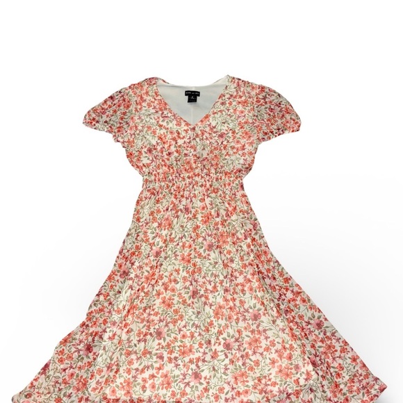 Kate and Lily Floral Midi Dress Smocked Waist V Neck Cottagecore Size Small - Picture 6 of 6